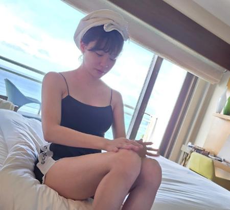 김민아, 끈 민소매·핫팬츠에도 늘씬