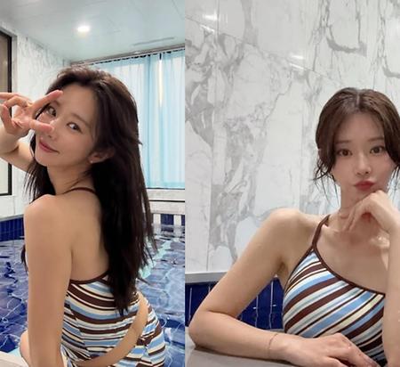 이주빈, 직각어깨 돋보인 늘씬 수영