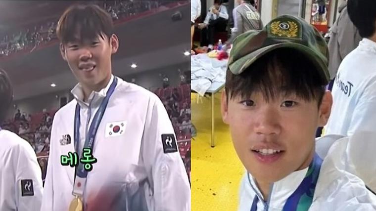 "금메달 받고 카메라에..