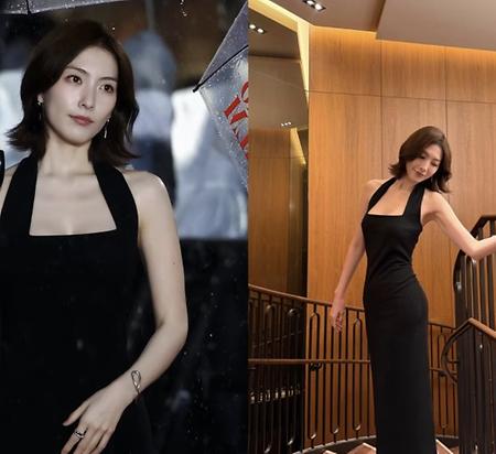 강지영, 검정 드레스 입고 우아한 