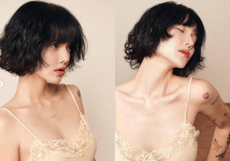 신지민, 아찔 란제리룩에 타투까지…슬립톱 입고 뽐낸 강렬 섹시미