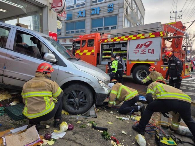 70대 운전자 몰던 트럭, 채소 팔