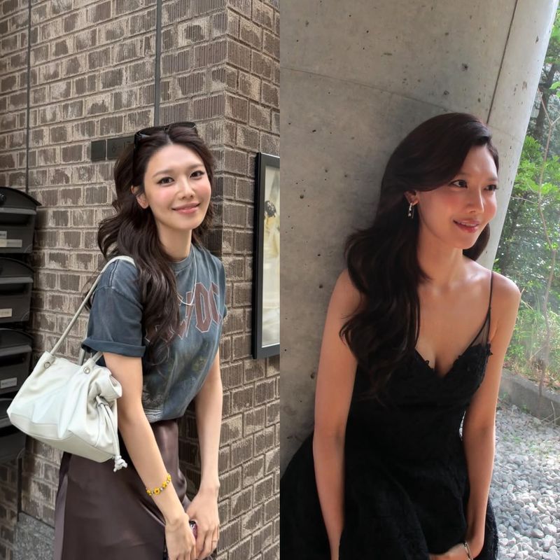 수영, 블랙 슬립 드레스로 뽐낸 날씬한 몸매