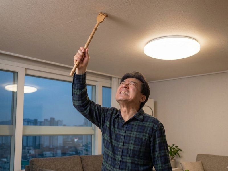 효자손으로 천장 9차례 '콩콩'…층