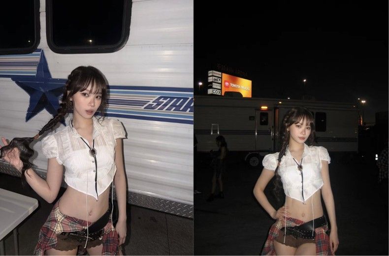 르세라핌 김채원, 복근 드러낸 카우